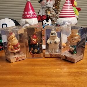 Lot Of Vintage 2003 Brass Key Rudolph The Reindeer Glass Ornaments